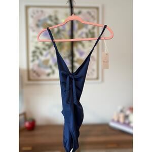 Cupshe Navy Cross Back One Piece Swimsuit with Front Bow Size M